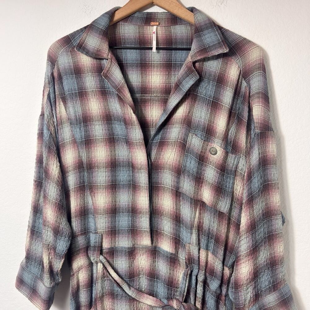 FREE PEOPLE BEFORE I LET YOU GO WOMEN ROMPER IN VINTAGE PLAID SIZE SMALL - Picture 6 of 8